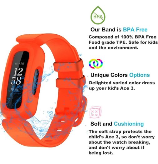 Straps Compatible with Fitbit Ace 3 for Kids, Soft Silicone Waterproof Bracelet Accessories Sports Watch Strap Replacement for Fitbit Inspire 2/Ace 3