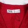 Zara Red Textured Knit Gold Button Longline Cardigan Dress Size S Image 2