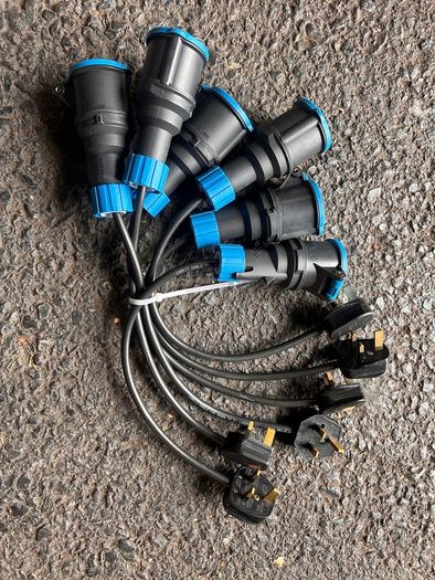 6 of 13a amp Plug to 16a amp socket Adaptor convertor Cables