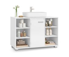 Washbasin Bathroom Cabinet with Adjustable Shelves Dove Grey or Cloud White