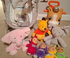 Toy bundle inc baby swing,fisher price bouncer and interactive toys