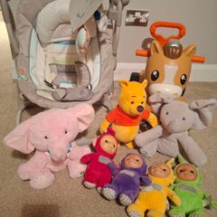 Toy bundle inc baby swing,fisher price bouncer and interactive toys
