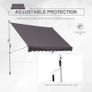 Balcony 3 x 1.5m Manual Adjustable Awning DIY Patio Clamp Awning Canopy Grey Image 4