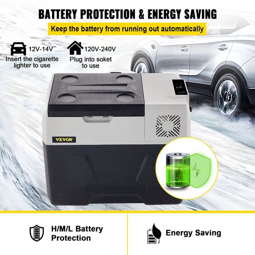 Car Refrigerator, 12 Volt Car Refrigerator Fridge, 30 L Single Zone Portable Freezer with Wheels and Handle, -4F-68F, 12/24V DC and 100-240V AC Compressor Cooler for Outdoor, Camping