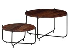 Coffee Table Set 2 Pieces Solid Acacia Wood 60x35 cm