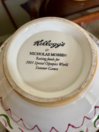 Three Discontinued Nicholas Mosse Kelloggs Hand Painted Breakfast Bowls