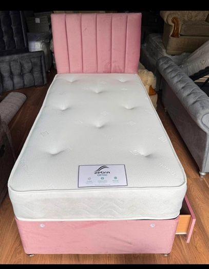 New Luxury Single Divan Bede. Tufted Memory Foam Mattresses With Optional Drawers Instock