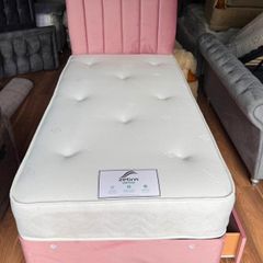 New 3ft Single Divan Beds. Stylist Headboard Options. Optional Drawers Storage And Tufted Memory Foam Mattresses Instock