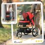 Foldable Pet Stroller with Three Wheels, for Small, Medium Dogs, Red Image 4