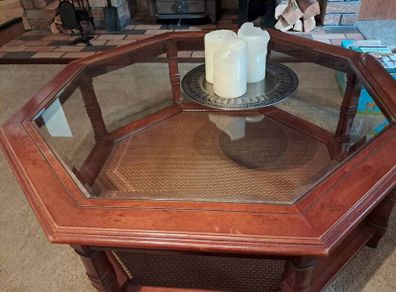 Coffee Table with Heavy Glass Top.