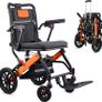 Ultra-Light Transport Wheelchair, Folding Portable Wheelchair with Hand Brake, Trolleys for Elderly Aircraft Travel, Wheelchairs for Adults (with Travel Bag/Backbag) (with Telescopic Handle) Image 4