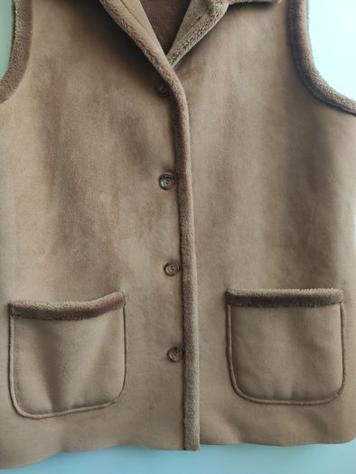 RABE Luxury Faux Suede & Shearling Gilet Bodywarmer   Size 42