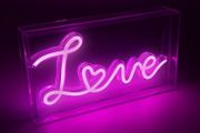 NEW SALE | Neon Light Love Sign/Neon Acrylic Box Lights Sign/Energy Efficient Neon Pink LED Lights/USB Powered / 3 Unique Designs (Pink Love) Valentines Day Gift
