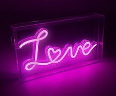 NEW SALE | Neon Light Love Sign/Neon Acrylic Box Lights Sign/Energy Efficient Neon Pink LED Lights/USB Powered / 3 Unique Designs (Pink Love) Valentines Day Gift