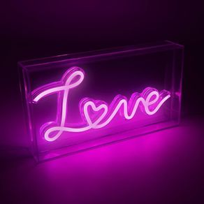 NEW SALE | Neon Light Love Sign/Neon Acrylic Box Lights Sign/Energy Efficient Neon Pink LED Lights/USB Powered / 3 Unique Designs (Pink Love) Valentines Day Gift