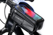 Bike Handlebar Bag with Mobile Phone Holder, Bicycle Frame Top Tube Pouch, Waterproof Cycle Cell Phone Mount with Touch Screen Window, for iPhone Samsung Smart Phone