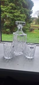 crystal Newbridge Whiskey Tumblers and Decanter.