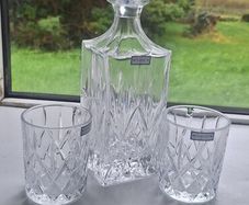 crystal Newbridge Whiskey Tumblers and Decanter.
