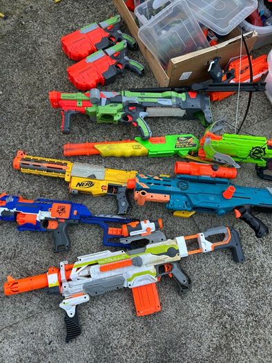 Very large selection of Nerf toy guns