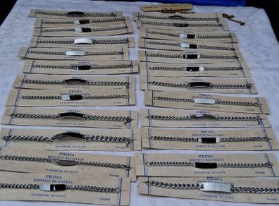 24 X Vintage Prima Chromed ID Bracelets (NOS)