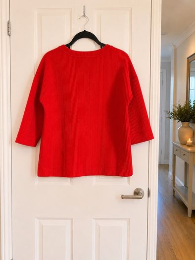 Rose + Olive Red Textured Knit Top - Size M