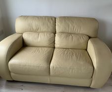 2 seater cream leather sofa