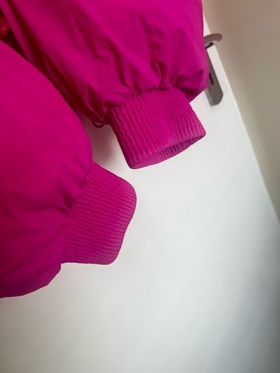 Zara Fuchsia Pink Quilted Puffer Jacket with Hood - XS
