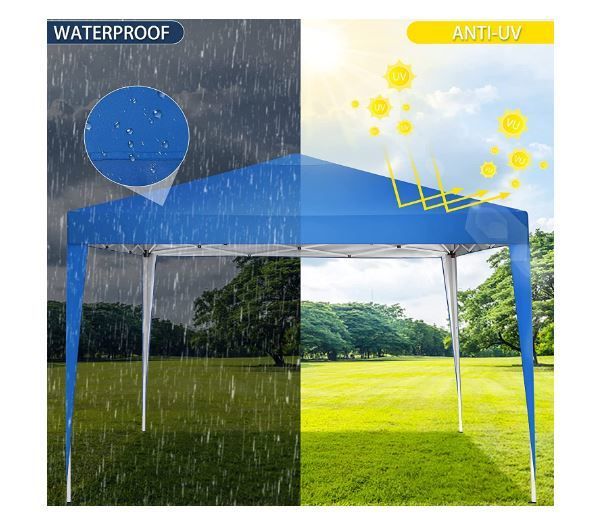 Folding Gazebo 3 x 3 m Waterproof UV Protection Gazebo Popup Garden Tent with 4