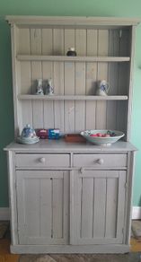 Antique Irish Dresser c 1880 - grey/duck egg