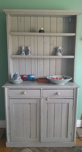 Antique Irish Dresser c 1880 - grey/duck egg