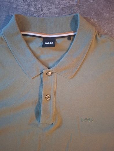 BOSS Hugo Boss Men's Polo Shirt Sage Khaki Green Tonal Logo Size XL