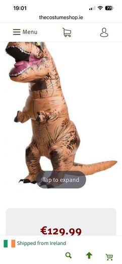 Adult inflatable costume dinosaur