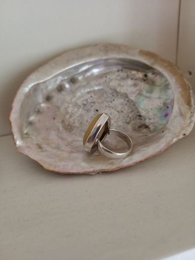 Sterling Silver And Amber Ring