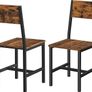 _Set of 2 Industrial Style Dining Chairs Metal Frame Dining Room Living Room Kitchen Vintage Brown-Black Image 6