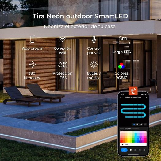Govee Neon 8K Smart LED outdoor flexible neon strip, 5m, WiFi + APP, 32W, 380lm, Dream Color RGBIC, IP65, Fixing clips included