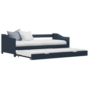 Pull-out Sofa Bed Frame Grey Pinewood 90x200 cm