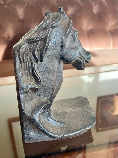 Set of 2 Textured Bronzed Metal Horse Head Bookends