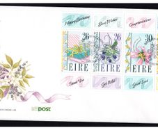 1990 Ireland Greetings Commemorative Stamps Booklet Stamps An Post First Day Cover (FDC)