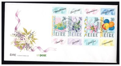 1990 Ireland Greetings Commemorative Stamps Booklet Stamps An Post First Day Cover (FDC)