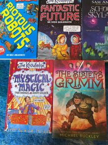 Five Books ! Riotous Robots/ Fantastic Future / Mystical Magic / The sister's Grimm & School for Skylarks.