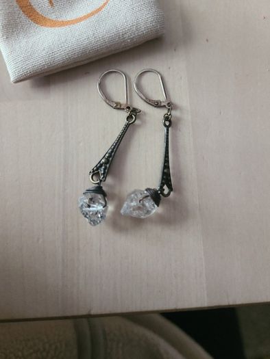 Earrings, Herkimer Dangle Earrings w/ Sterling Silver Hooks