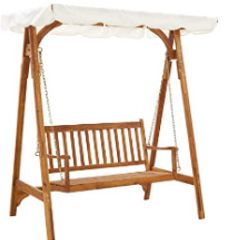 Wooden Swing Bench with Sun Canopy Garden Swing Bench 167 x 120 x 192 cm