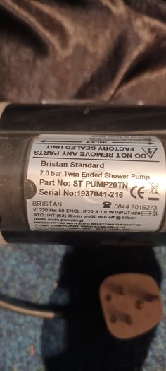 Beistan Standard 2.0 twin ended shower pump