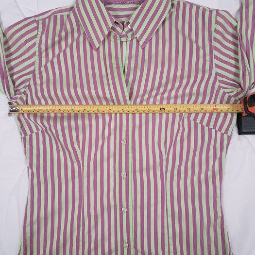 Thomas Pink Jermyn Street London Green Pink Striped Cotton Dress Shirt 8UK/36EU