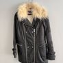 Pre Owned River Island Faux Leather Biker Jacket with Cream Faux Fur Collar Image 7