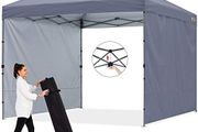 3x3M Pop up Gazebo With Two Side Panels Upgraded Roller Bag, 4 Weight Bags, Stakes and Ropes (Grey)