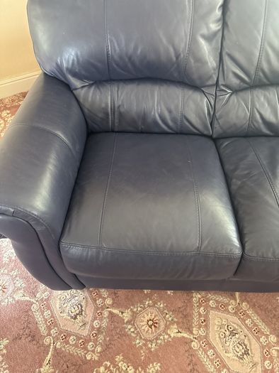 Navy leather couch