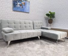 Silver grey corner sofa bed.198cm
