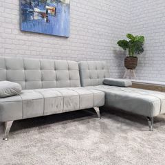 Silver grey corner sofa bed.198cm