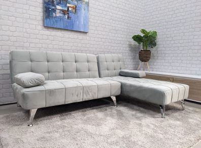 Silver grey corner sofa bed.198cm